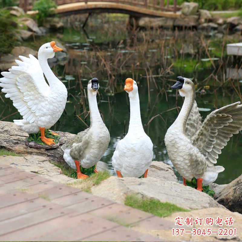 温州仿真大白鹅摆件花园庭院农场动物雕塑摆件