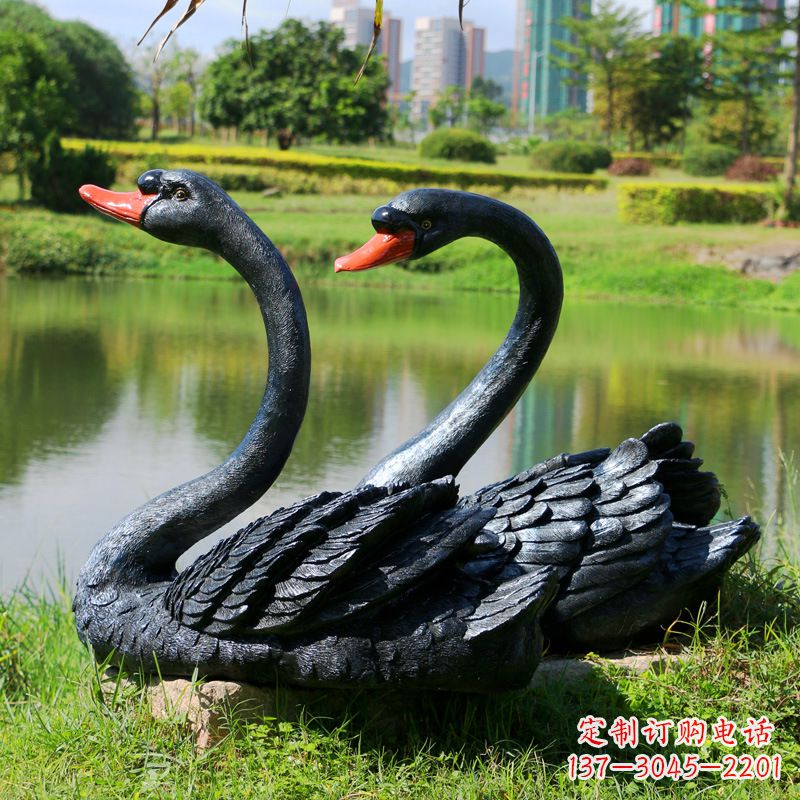 温州仿真黑天鹅玻璃钢雕塑-公园园林水景装饰动物雕塑