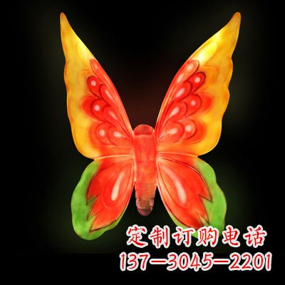 温州艺术雕塑大号黄色发光蝴蝶