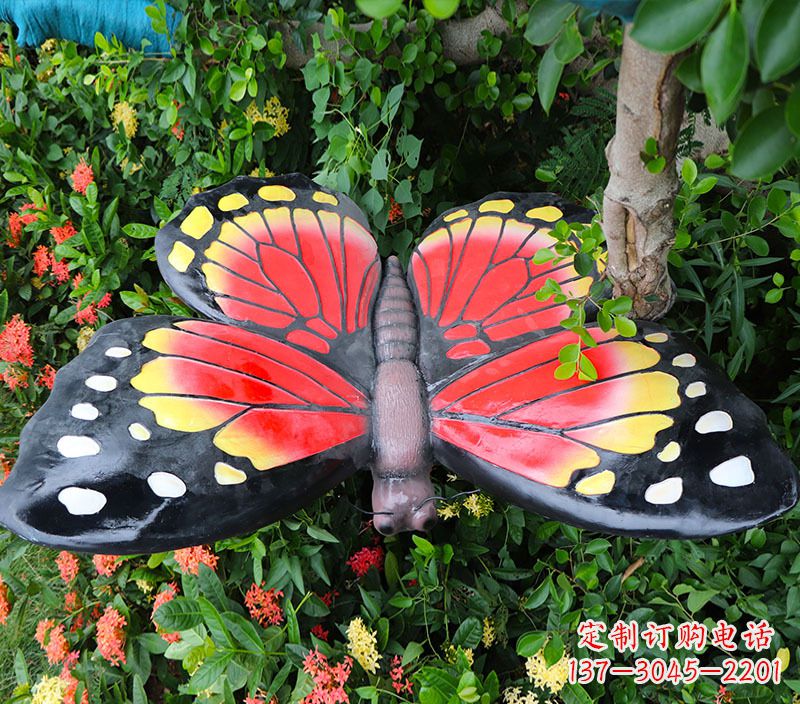 温州仿真蝴蝶摆草地动物雕塑摆件