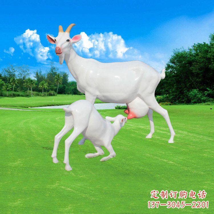 温州仿真羊羔羊跪乳玻璃钢雕塑