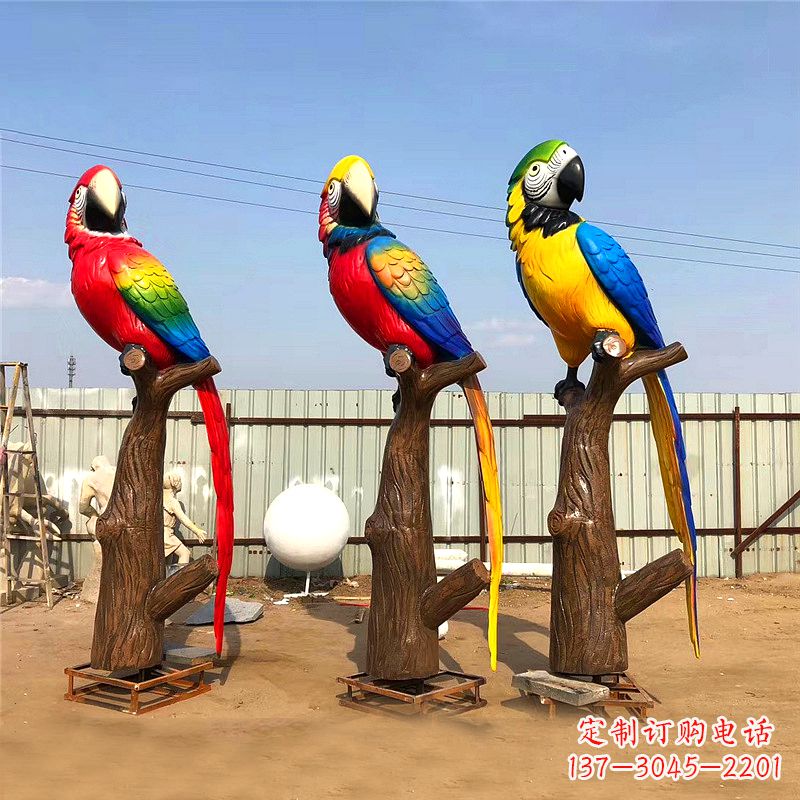 温州仿真鹦鹉玻璃钢景观雕塑
