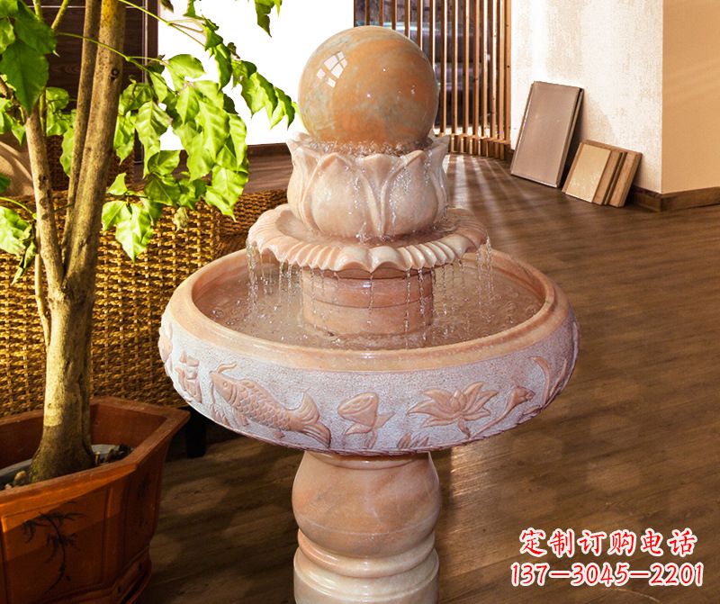 温州浑然天成的风水球石雕