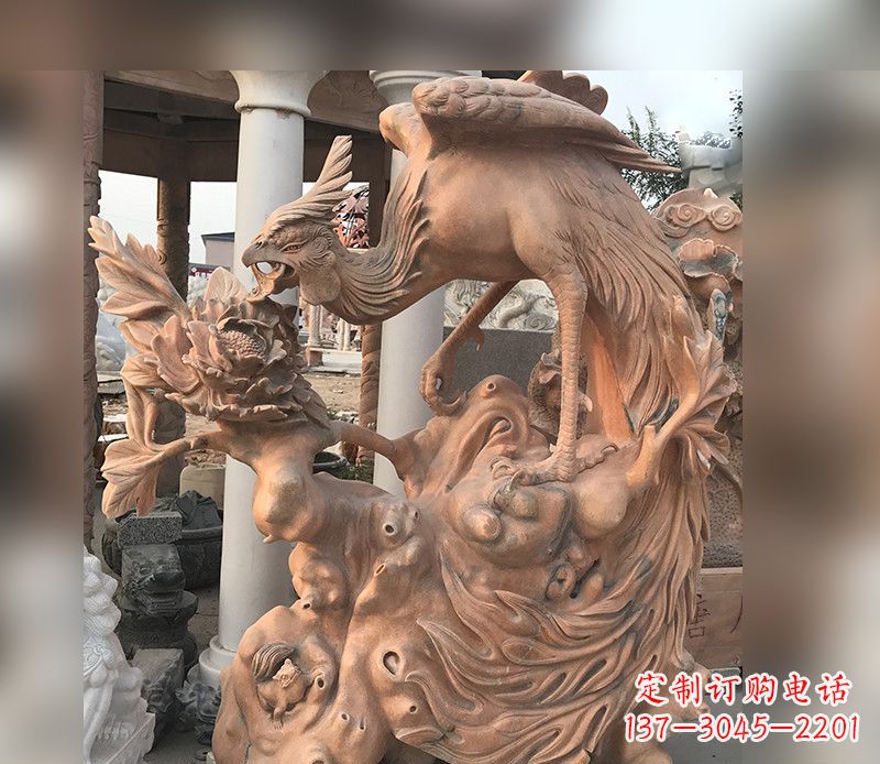 温州凤凰牡丹石雕