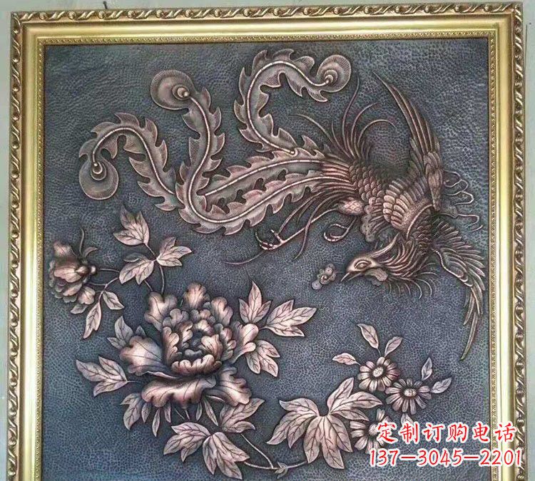 温州凤凰牡丹铜浮雕