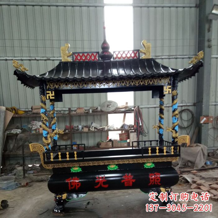 温州精美绝伦的浮雕龙纹铜香炉雕塑