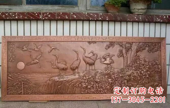 温州富贵仙鹤浮雕锻铜雕塑