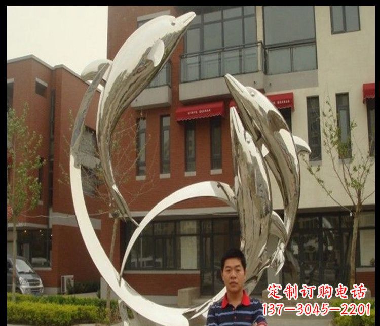 温州精细不锈钢海豚雕塑