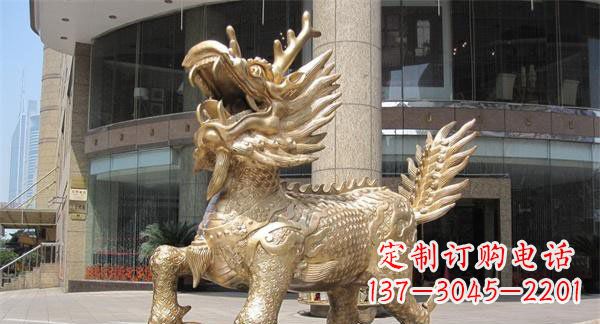 温州公司门口麒麟神兽铜雕