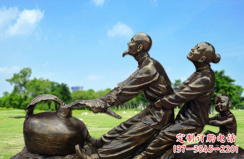 温州和谐之美,铜雕萝卜雕塑