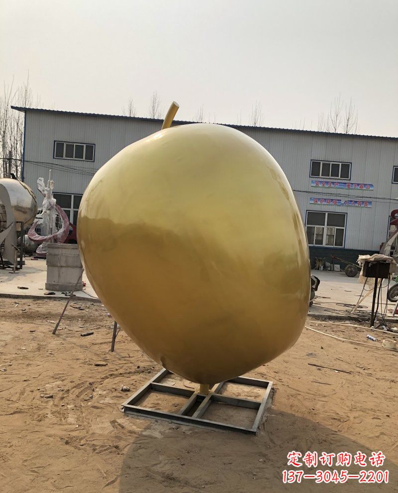 温州仿铜质苹果玻璃钢雕塑