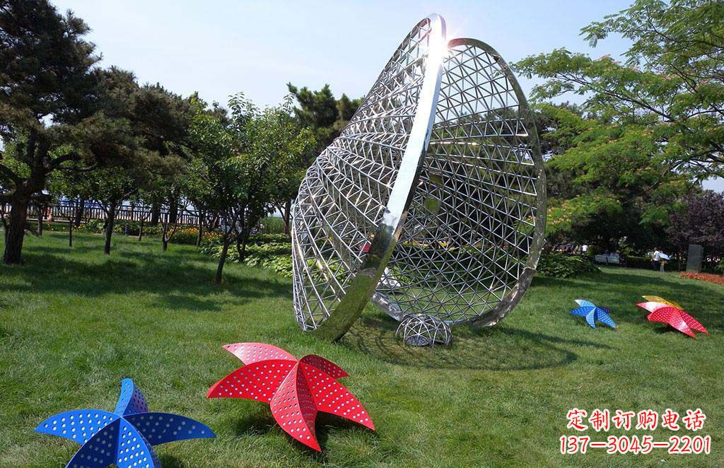 温州精美不锈钢贝壳海星景观雕塑