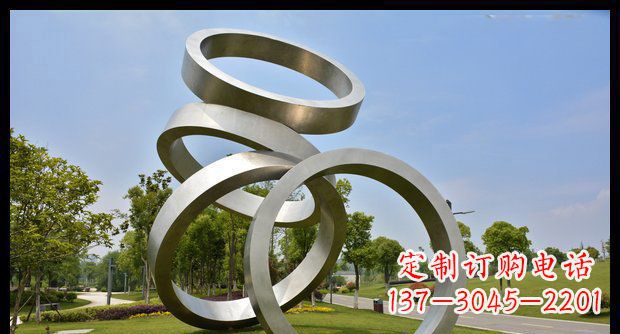 温州公园不锈钢抽叠着圆环象景观雕塑