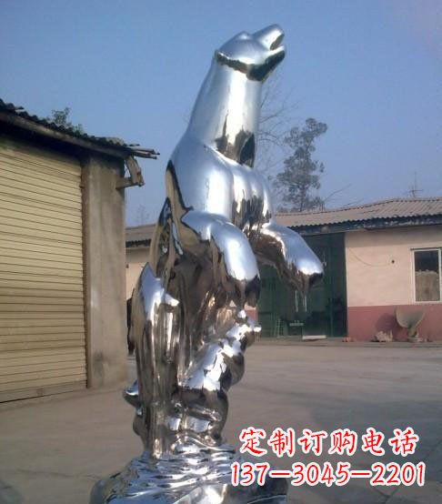 温州公园不锈钢抽象北极熊动物雕塑