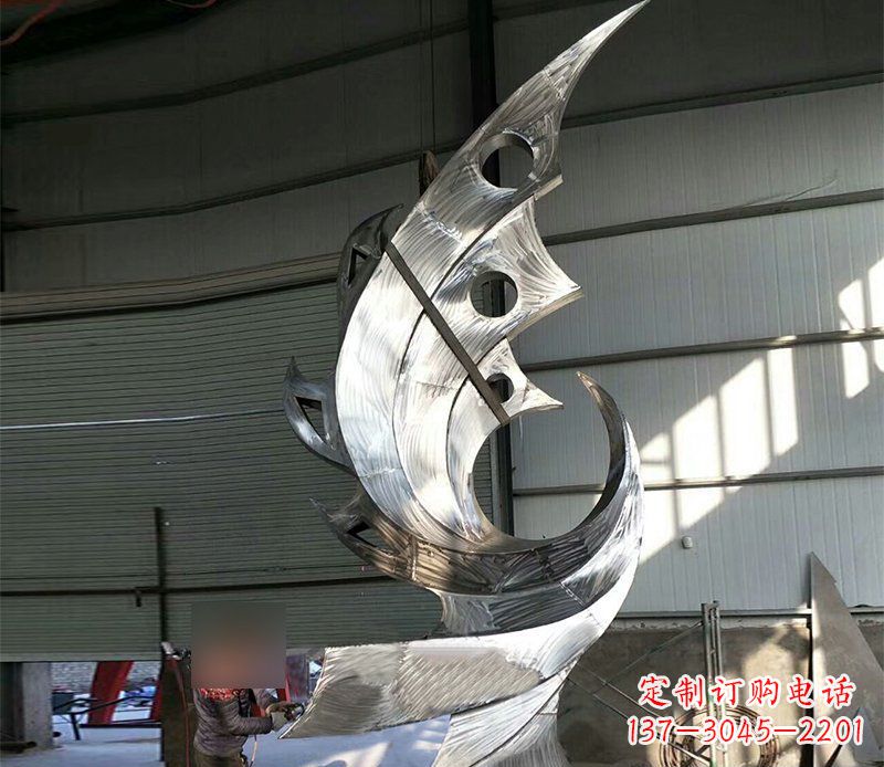 温州公园不锈钢抽象凤凰景观雕塑 (3)