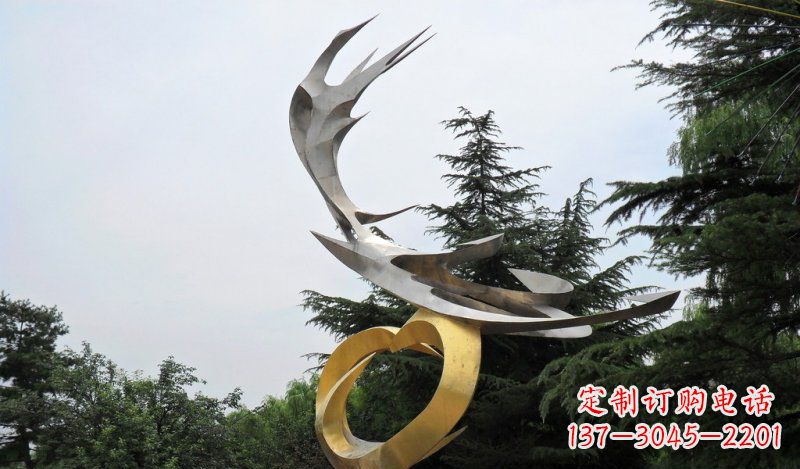 温州精美雕刻石膏抽象凤凰雕塑