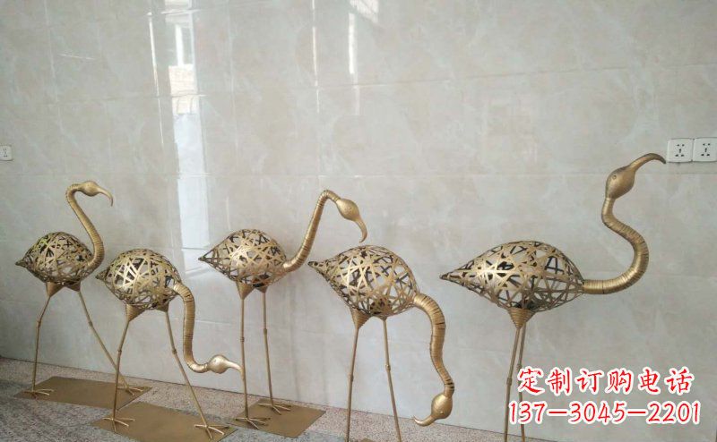 温州不锈钢抽象火烈鸟动物雕塑