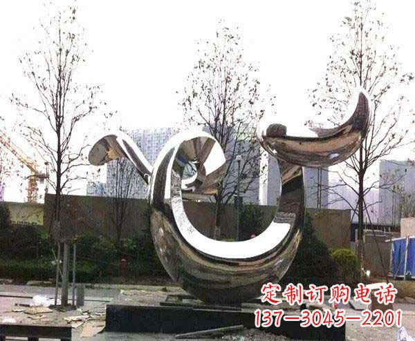 温州公园不锈钢抽象鲸鱼雕塑