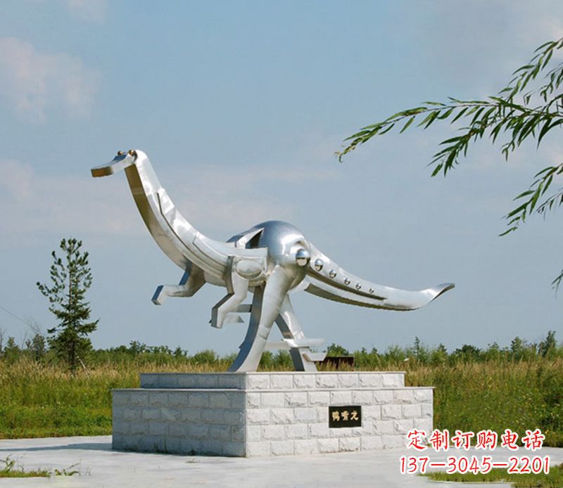 温州特大不锈钢抽象恐龙雕塑