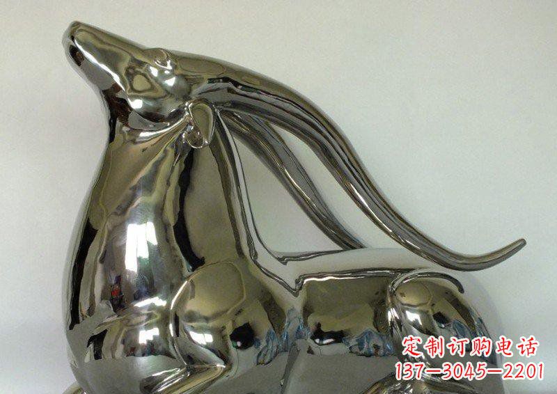温州公园不锈钢抽象羚羊动物雕塑