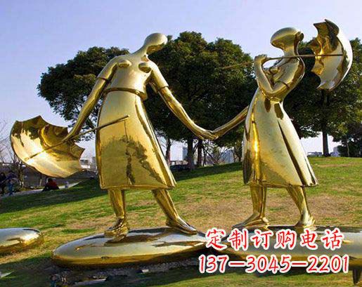 温州长伴相守,情缘两生——不锈钢抽象情侣雕塑