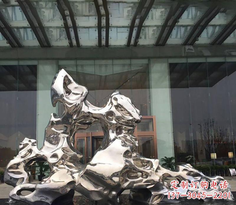 温州公园不锈钢抽象嬉戏太湖石雕塑