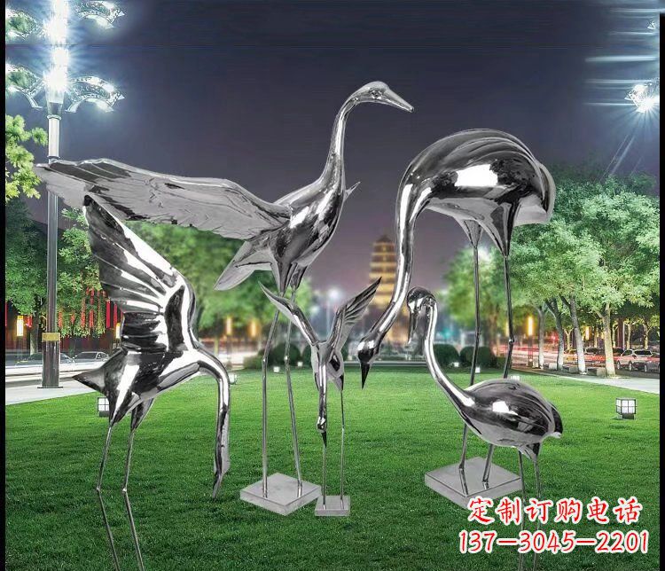 温州大型不锈钢仙鹤雕塑