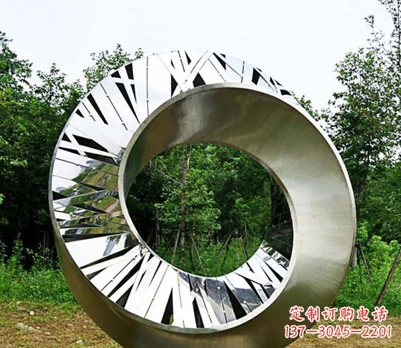 温州公园不锈钢抽象圆环雕塑