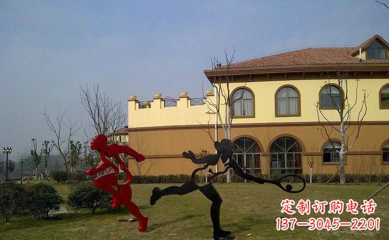 温州公园不锈钢抽象运动员人物雕塑