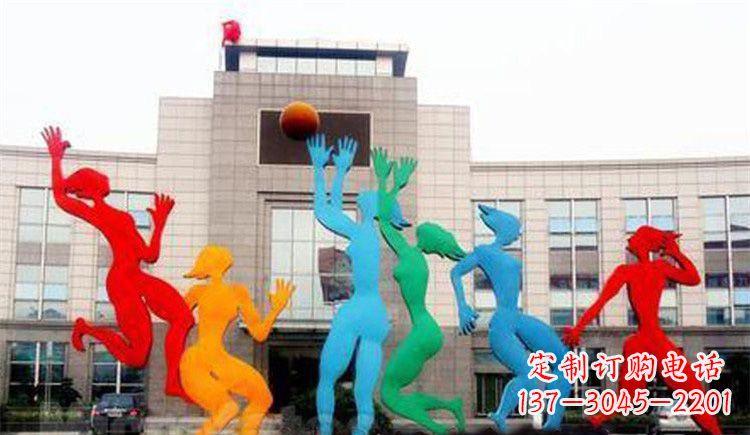 温州激情运动的写照不锈钢女孩打篮球雕塑