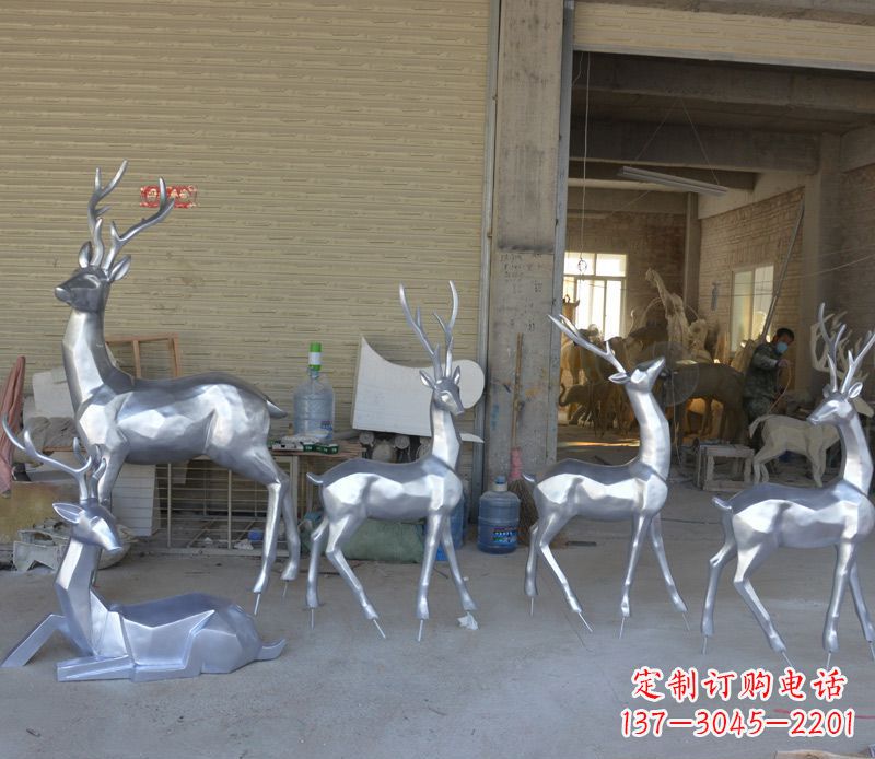 温州不锈钢动物雕塑——鹿