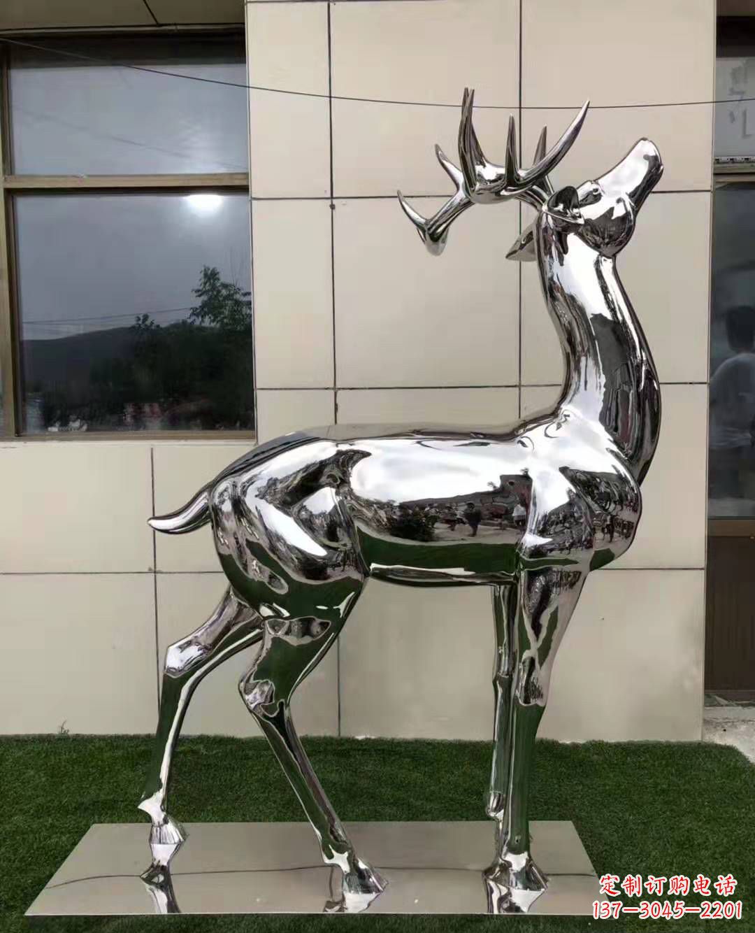 温州公园不锈钢动物梅花鹿雕塑