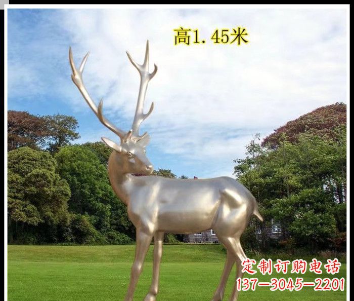 温州高端室外不锈钢巨型动物鹿雕塑