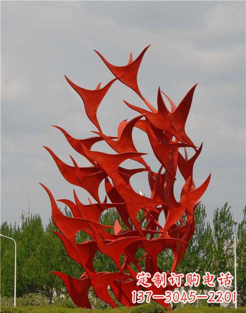 温州公园不锈钢飞翔的天鹅雕塑