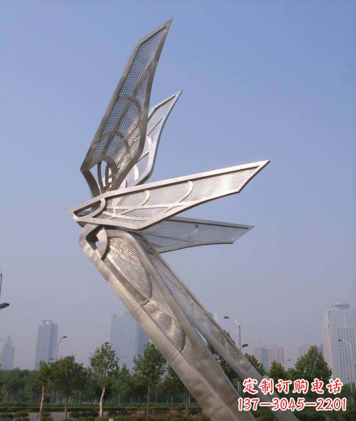 温州大型不锈钢蝴蝶翅膀雕塑