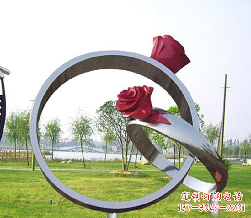 温州不锈钢景观婚戒雕塑