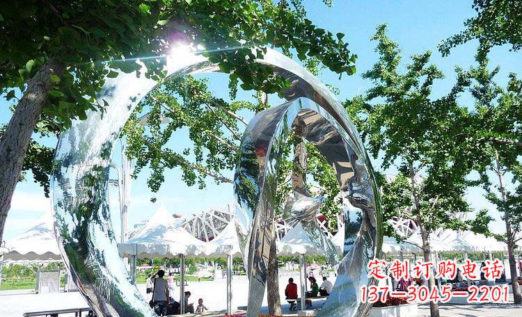 温州公园不锈钢景观圆环雕塑