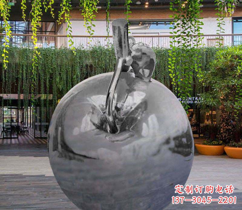 温州公园时尚不锈钢镜面苹果雕塑