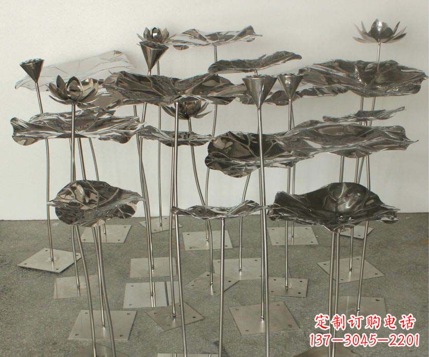 温州公园不锈钢莲花莲叶雕塑
