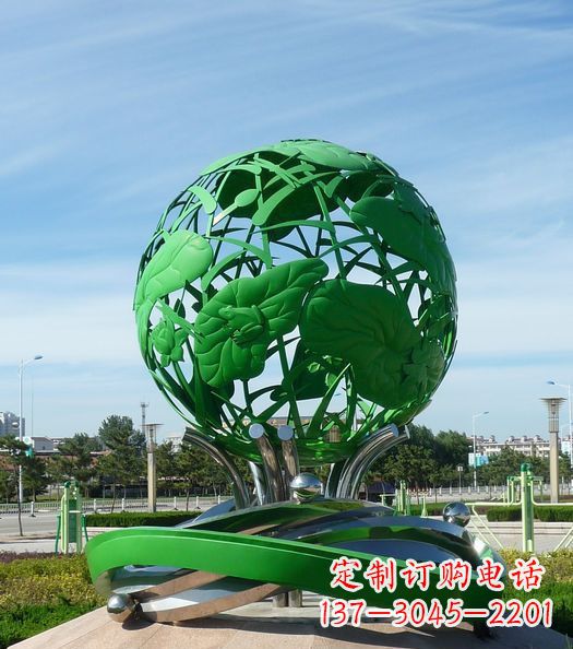 温州不锈钢镂空荷叶青蛙雕塑