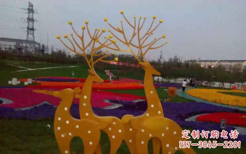 温州不锈钢美陈动物鹿雕塑