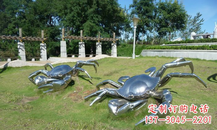 温州公园不锈钢螃蟹雕塑