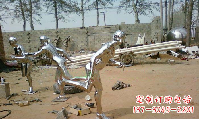 温州精致美丽的不锈钢跑步女孩雕塑