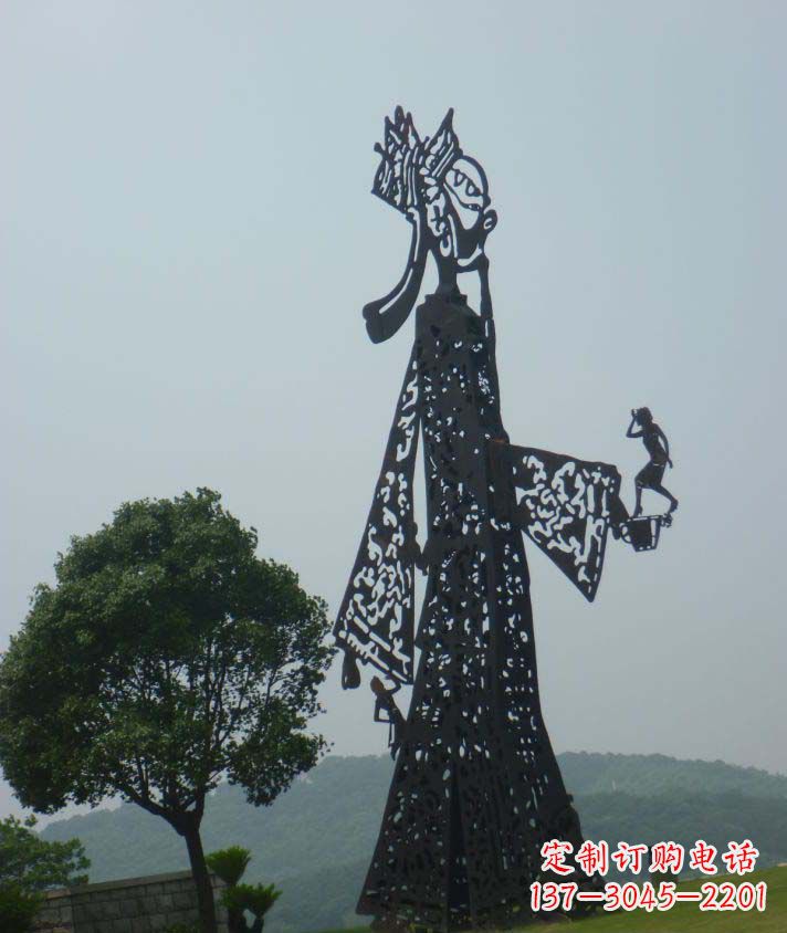 温州公园不锈钢皮影戏人物雕塑
