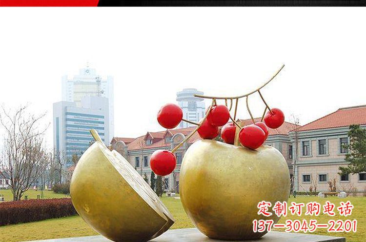 温州公园不锈钢苹果樱桃雕塑