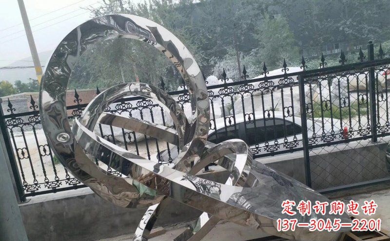温州公园不锈钢拼接圆环景观雕塑