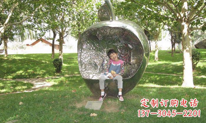 温州公园不锈钢苹果座椅雕塑