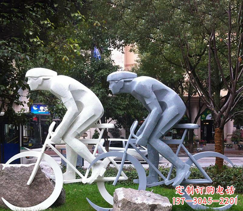 温州公园不锈钢骑自行车摆件雕塑