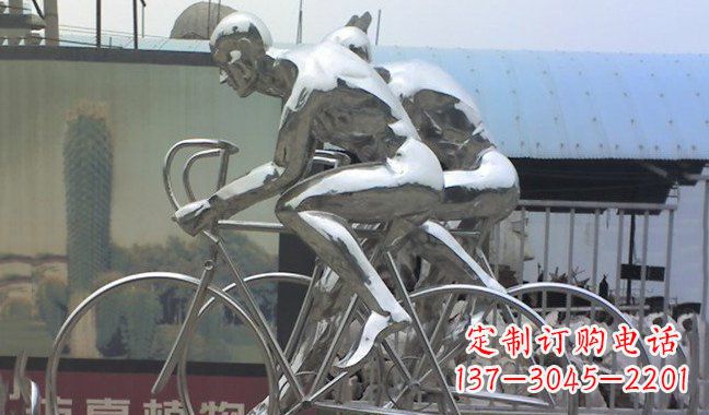 温州公园不锈钢骑自行车雕塑