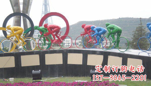 温州公园不锈钢骑自行车雕塑 (2)